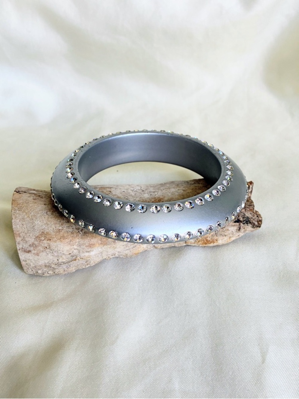 3 Line rhinestone bangle bracelet in silver color #bling #party #rave